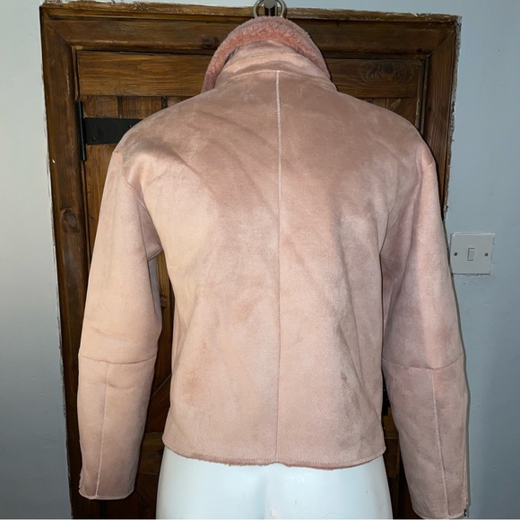 Zara Pink Fleece Lined Suede Effect Jacket Size S - Picture 4 of 6